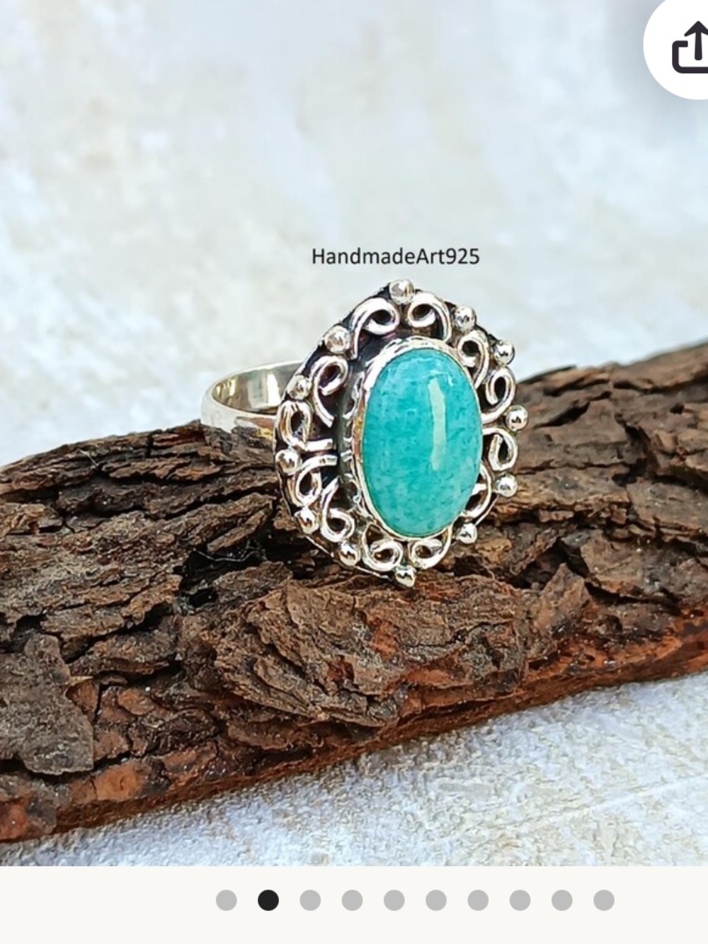 Handcrafter Silver Sterling Ring with Amazonite Oval Stone